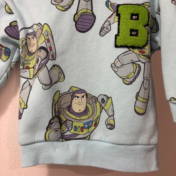 Disney Pixar Toy Story Size 2T Light Blue Buzz Lightyear Fleece Sweatshirt Pre❤️ - Picture 6 of 13